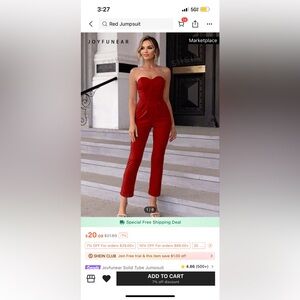 Red strapless Romper